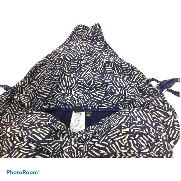 NIP TUCK Sz 8 One Piece Navy Cream pattern Ruched - Picture 4 of 5